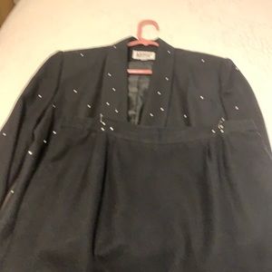 2-piece rhinestone jacket w/matching pencil skirt.